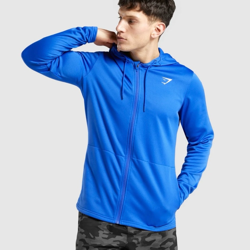 Gymshark Arrival Zip Up Hoodie Mens Size Large Blue  Activewear Fleece Lined